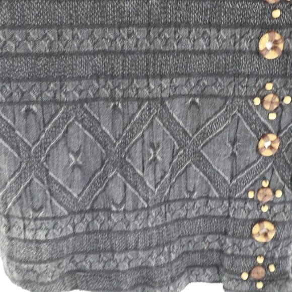 Soft Surroundings Linen Cardigan Womens S Black‎ Tribal Boho Grannycore Eclectic - Picture 9 of 16